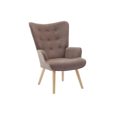 Afbeelding van Fauteuil van taupegrijs stof VATELY L 69 cm x H 95.5 D 78