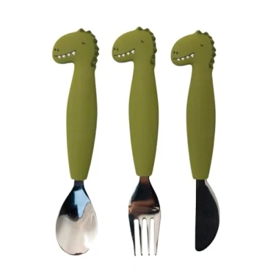 Afbeelding van Trixie Silicone cutlery set 3 pack Mr. Dino