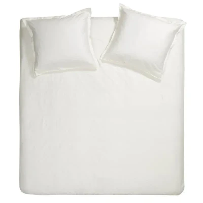 Image de parure de couette Uni couleur ivoire 240x200/220 cm Crème Satin coton Cinderella
