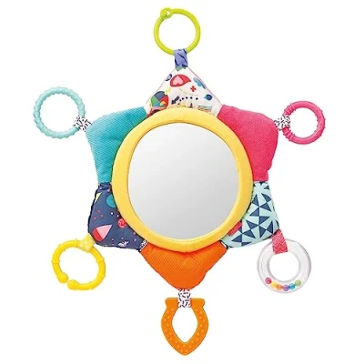Afbeelding van Fehn 055443 Activity Sun Color Friends spiegel hangend speelgoed voor baby&#039;s en peuters vanaf +0 maanden, bevordert de ontwikkeling zelfwaarneming, maat 34 cm