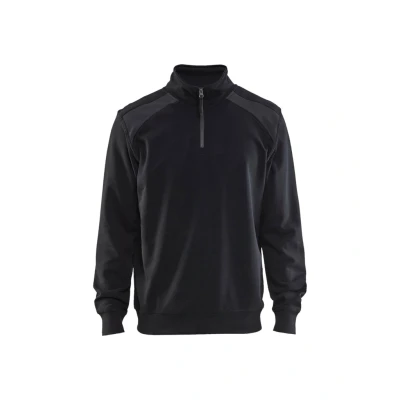 Afbeelding van Blaklader Sweatshirt bi colour met halve rits 3353 1158 Zwart/Medium grijs