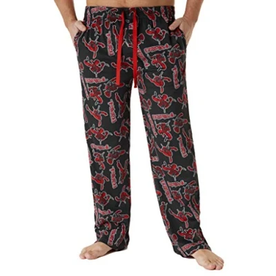Afbeelding van Marvel Pyjamabroek voor heren, humor, pyjamabroek, lang, katoen, M 2XL, cadeau idee, geek, volwassenen, tieners, zwart.