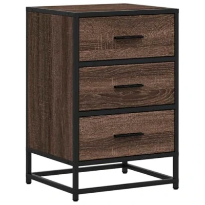 Afbeelding van vidaXL Nachtkastje 40x34,5x60 cm bewerkt hout&amp;metaal bruin eikenkleur
