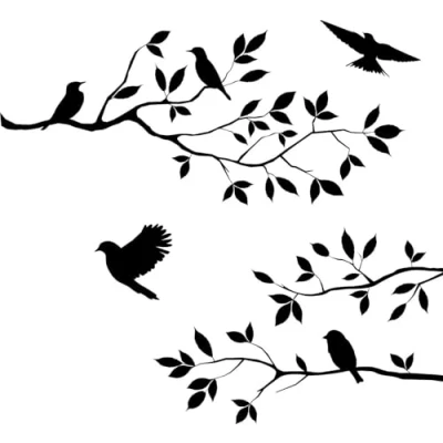 Afbeelding van Stonges Boom Takken Vogels Muursticker Verwijderbare Vinyl Slaapkamer Woonkamer Muurkunst Zwart Sticker Decoratie