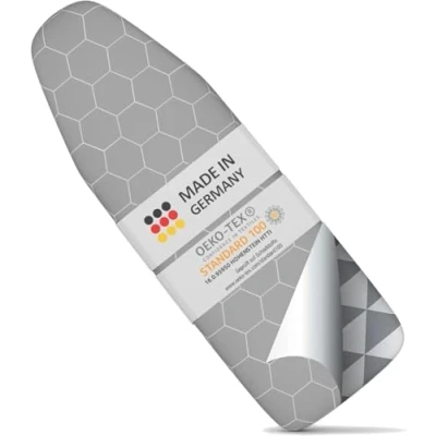 Afbeelding van Strijkplankhoes, 120 x 40 cm, voor stoomstrijkijzer, made in Germany, met elastische band om aan te trekken, Thermo Reflect, dik schuim en molton, maat M