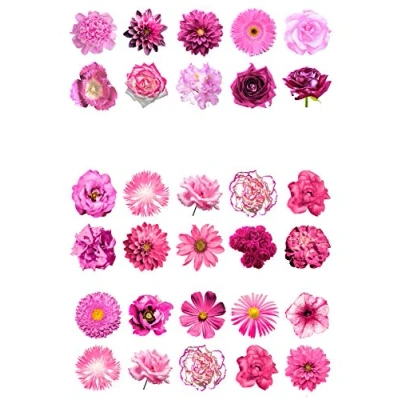 Afbeelding van 30 prachtige eetbare papieren taartdecoraties, roze bloemen