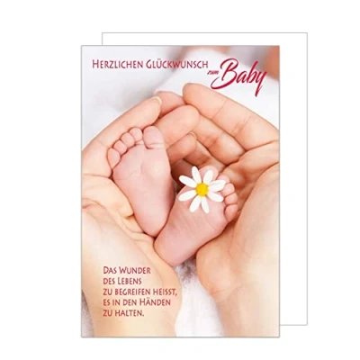 Afbeelding van Edition Seidel E250 SW023 Geboortewenskaart met envelop, hartelijk gelukzaligheid zum baby, handen en voeten, wenskaart voor meisjes jongens