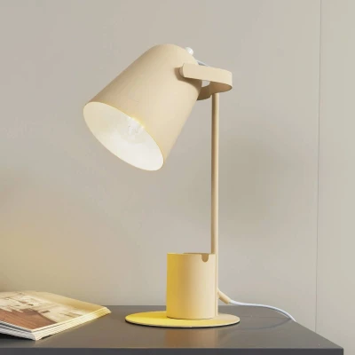 Afbeelding van Lindby tafellamp Ilmar, beige/wit, metaal, Ø 12 cm
