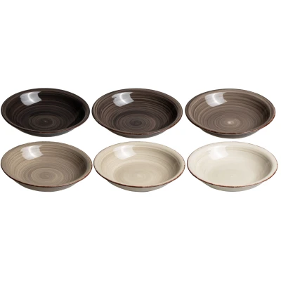 Afbeelding van Cookinglife Diepe Borden / Pastaborden Delice Grijs ø 21 cm Set van 6 Perfect voor Pasta, Soep en Salades Aardewerk met Grijze Reactive Glaze Vorm Opstaande Rand Vaatwasser Magnetronbestendig Stijlvol Functioneel