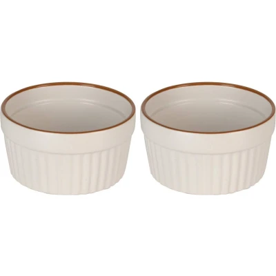 Afbeelding van EH Excellent Houseware Kleine bakschaaltjes van porselein 2 stuks 200 ml Ø 10 cm
