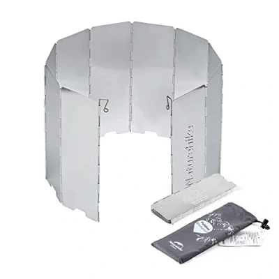 Afbeelding van Naturehike Camping windscherm, 10 platen, aluminium, campingbrander, windscherm met trekkoord, licht, opvouwbaar, compact, voor campingfornuizen, gasfornuizen