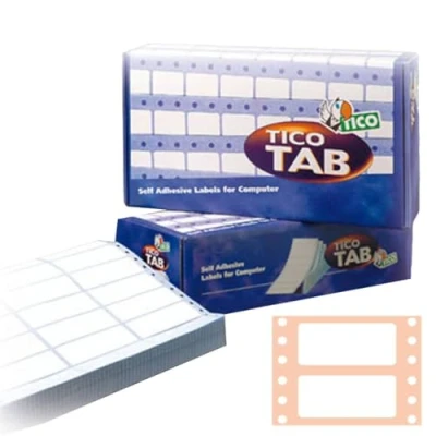 Afbeelding van Tico TAB Papier mat permanent zelf klevend wit 77 x 23.2 mm 4000 etiket(ten) (500 vel(len) 8) kettingetiketten