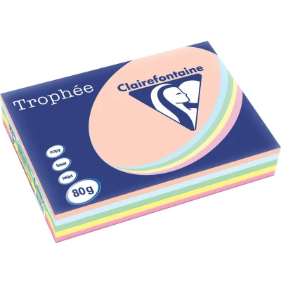 Afbeelding van Clairefontaine Trophée Pastel, Gekleurd Papier, A3, 80 G, 5 X 100 Vel, Geassorteerde Kleuren Papier