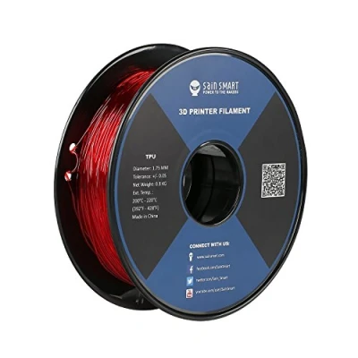 Afbeelding van SainSmart Red Flexible TPU 3D printfilament, 1,75 mm, 0,8 kg, dimensionale nauwkeurigheid +/ 0,05 mm