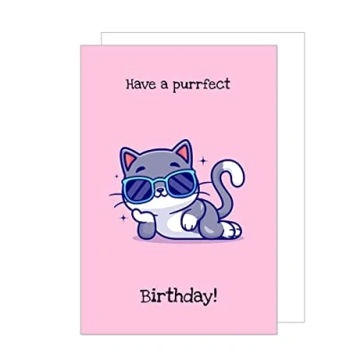 Afbeelding van Edition Seidel G3453 SW023 Premium verjaardagskaart met envelop, motief ticket, purrfect, Happy Birthday, grappige humor, cool, dames, meisjes, tieners, kat