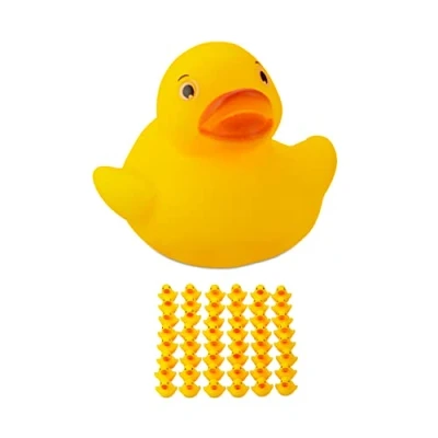 Afbeelding van Relaxdays badeendjes geel 48 stuks badspeelgoed badeend speelgoed voor bad 3.5 cm