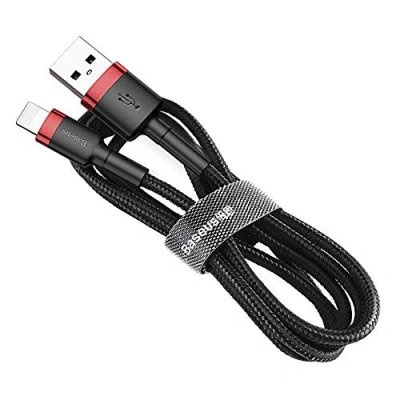 Afbeelding van Lightning USB kabel Baseus Cafule 1,5A 2m (zwart en rood)