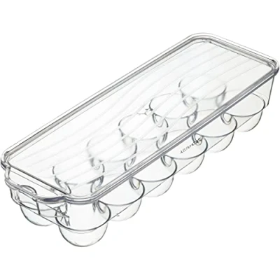 Afbeelding van KC Blue Eierhouder voor Koelkast met Deksel 32,5 x 11,5 centimeter (13&quot; 4.5&quot;) Doorzichtig Plastic