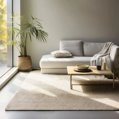 Afbeelding van Handgeweven Jute Vloerkleed Crème 160 x 230 cm