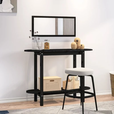 Afbeelding van Wandtafel 110x40x80 cm massief grenenhout zwart