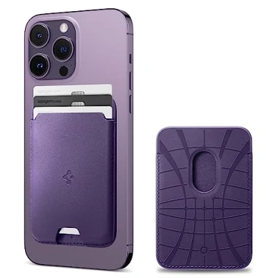 Afbeelding van Spigen Valentinus MagFit Magnetische Portemonnee Kaarthouder 3 Kaarten Ontworpen voor MagSafe Compatibel met iPhone 16/15/14/13/12 Serie Paars
