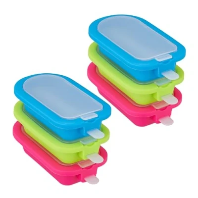 Afbeelding van Relaxdays ijsvormpjes siliconen set van 6 zonder bpa waterijs vormpjes 70 ml