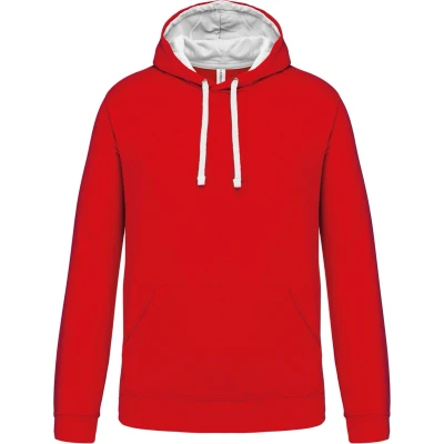 Afbeelding van Kariban Hooded sweater met contrasterde capuchon K446 Red / White