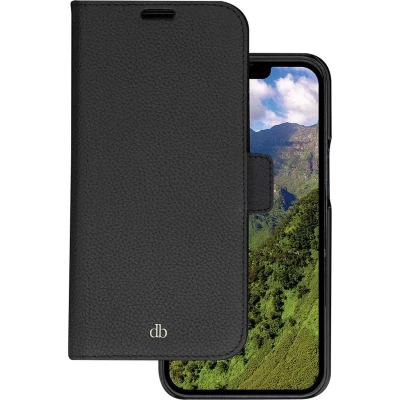 Afbeelding van iPhone 14 Pro Max Bookcase hoesje dbramante1928 Effen Zwart Leer