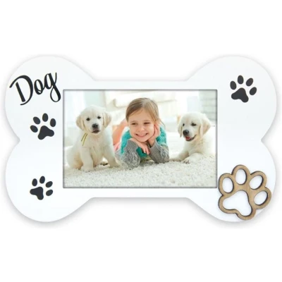 Afbeelding van ZEP Houten Fotolijst hond Floyd wit met pootafdruk voor foto 10x15 ZW446