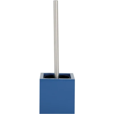 Afbeelding van MSV Toiletborstel in MDF hout houder/rvs wc borstel marine blauw 37 cm