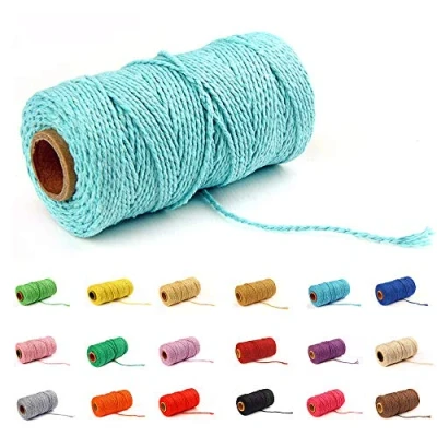 Afbeelding van 100 Yard / 2 mm Kleurrijke Katoenen Touw Ambachten Breien voor Geschenkverpakking (Lichtblauw 1)