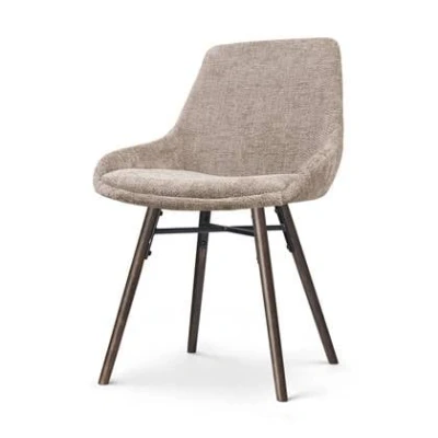 Afbeelding van Nolon Nena Isa Eetkamerstoel Bruin Stof Zonder Armleuning Houten Poten Walnoot Scandinavisch Comfortabel