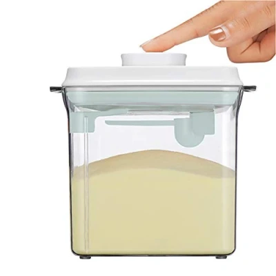 Afbeelding van 1,7 liter, luchtdichte melkpoederdispenser, draagbare melkpoederbox, melkpoeder, houder met lepel, bediening één hand, afneembaar, voor het bewaren van babymelkpoeder, groenten en levensmiddelen