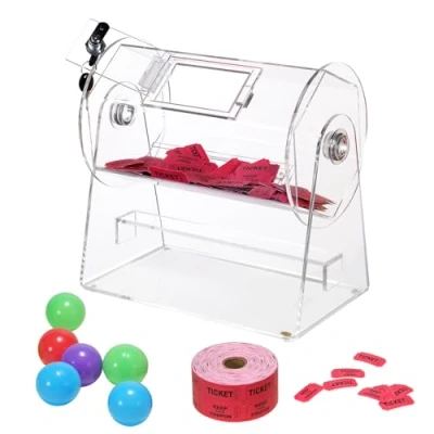 Image de VEVOR Tambour de Tombola Loterie Loto en Acrylique, Cage pour Jeu Bingo Transparente, Capacité 2500 Billets ou 100 Balles, avec 2 Clés, 308 x 310 mm, Vote Événement Fête Salon Rassemblement