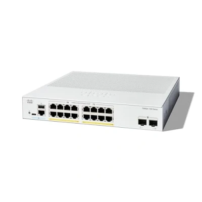 Image de Cisco Catalyst 1300 16P 2G Commutateur C3 Géré 16 x 10/100/1000 (PoE+) + 2 Gigabit SFP Montable sur rack PoE+ (120 W)