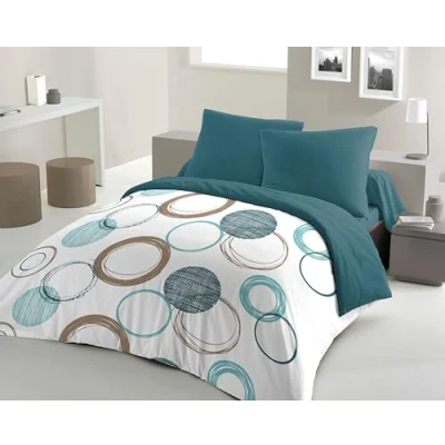 Afbeelding van Noorse hoes HOME LINGE PASSION Groen Cirkels 140 x 200 cm