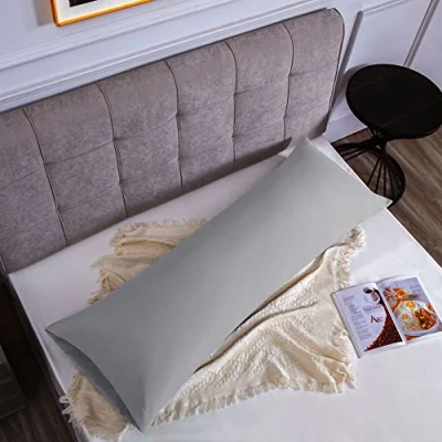 Afbeelding van Kussensloop lichtgrijs 50 x 135 cm voor bedkussens, microvezel omslagsluiting eenkleurig