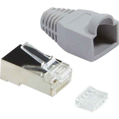 Afbeelding van LogiLink MP0021 RJ45 connector, Cat 6, afgeschermd Stekker, recht Aantal polen: 8P8C Grijs 100 stuk(s)