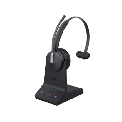 Afbeelding van Yealink WH64 Mono Teams hoofdtelefoon met basisstation ideaal voor Microsoft Teams, comfortabel ontwerp één oor, ruisonderdrukking, USB poort