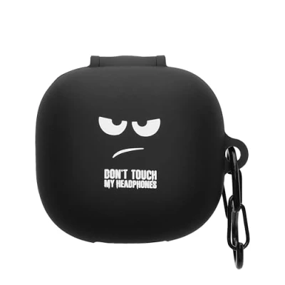 Afbeelding van kwmobile Hoes geschikt voor Anker soundcore P40i Siliconen cover oordopjes in wit / zwart Don&#039;t Touch My Headphones design