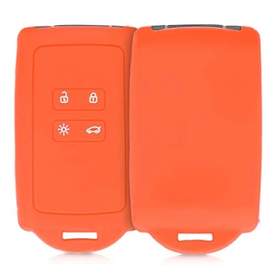 Afbeelding van kwmobile autosleutelhoes geschikt voor Renault 4 knops Smartkey autosleutel (alleen Keyless Go) Siliconenhoes in oranje Sleutelcover