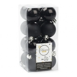 Afbeelding van Kerstballen Ø 4 cm 16 stuks (Zwart)
