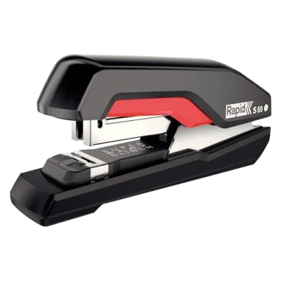 Afbeelding van Bureaunietmachine Rapid Supreme fullstrip S50 60 vel zwart/rood