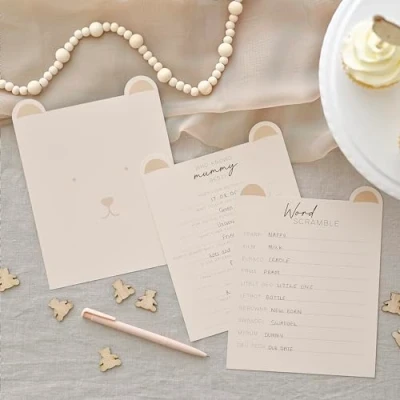 Afbeelding van Ginger Ray Word Scramble Babyshower quiz met elk 10 kaarten wit