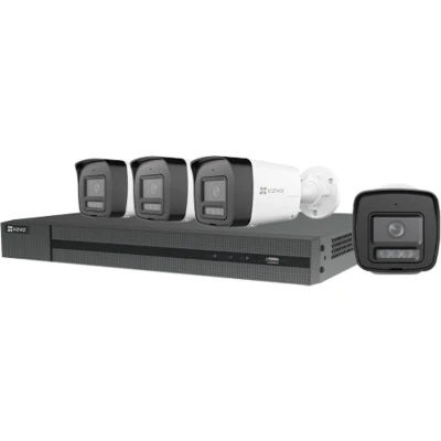 Afbeelding van EZVIZ 4K bewakingscamera voor buiten, videobewakingsset met 8CH 2TB NVR en 4X 8MP PoE camera, AI detectie van personen/voertuigen, 30 m nachtzicht audio, IP67, H3K kit
