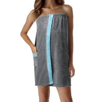 Afbeelding van JEMIDI Sauna Terry Kilt Sarong M XXL Dames 100% Katoen Handdoek Grijs