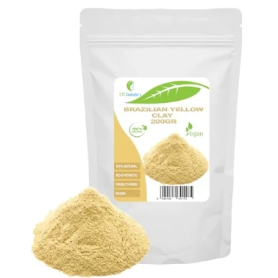 Image de Argile jaune brésilienne 200 gr masques pour le visage, corps, les cheveux, peelings et gommages doux, fabrication de savons, anti âge raffermissement la peau