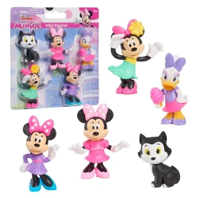 Afbeelding van Just Play Minni Disney Junior minifiguren, verzamelfiguren, 4,3 cm tot 6,9 cm, speelgoed voor kinderen vanaf 3 jaar, 5 stuks
