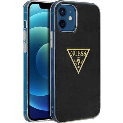 Afbeelding van Guess Metallic Serie Geschikt voor Apple iPhone 12 Mini Effect Hoesje Zwart