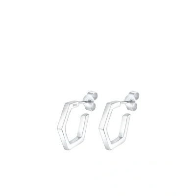 Afbeelding van Elli Creole Hexagon GEO Minimal Oorbellen, Dames, Maat: One Size, Silver